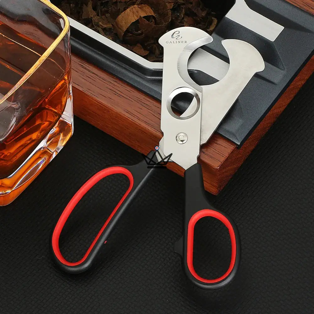 Virtuoso Cigar Cutter Scissors — Stainless Steel, Scissors + 15mm Punch, Dual-Material Handles | Gold Box Included — view 1