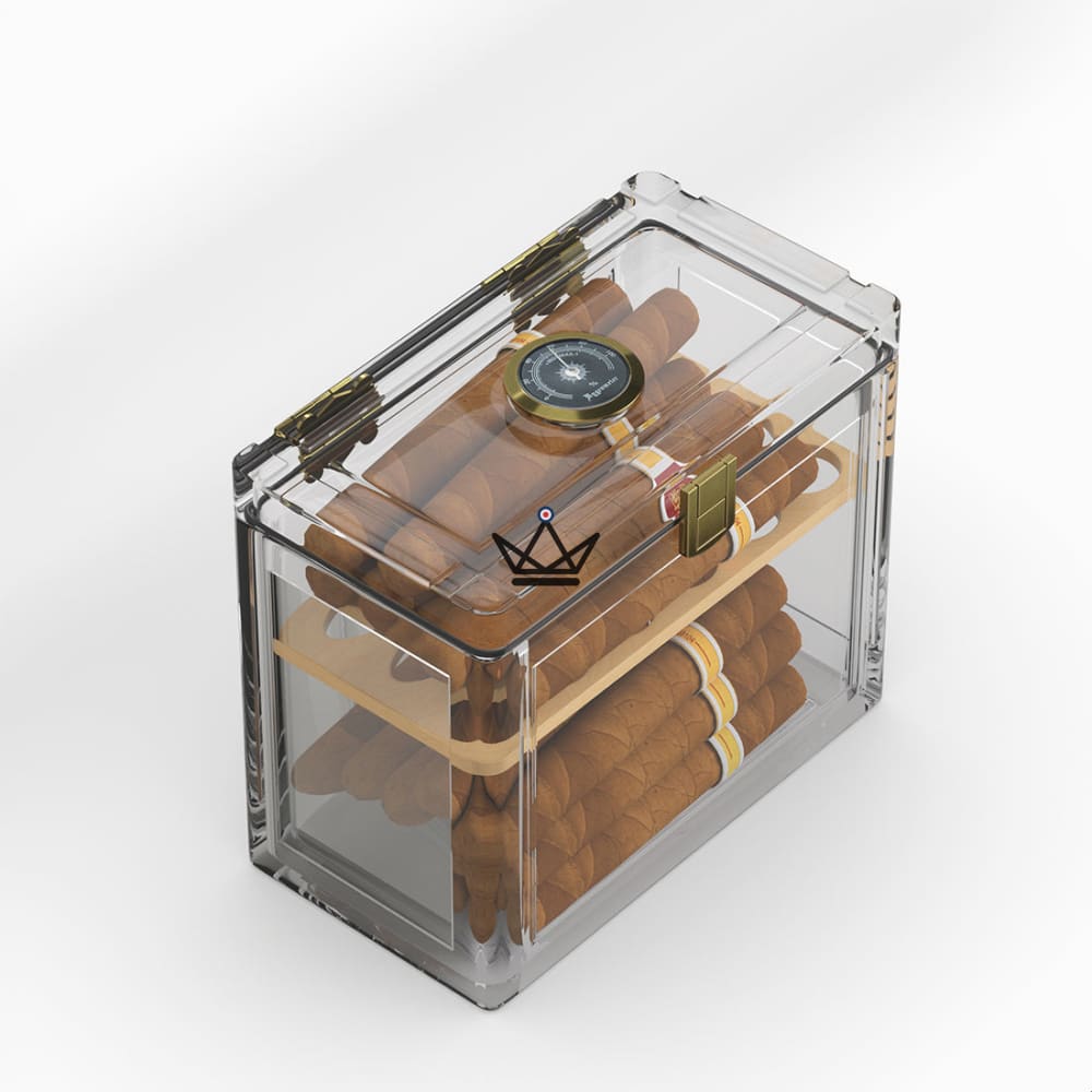 CRYSTAL VERTIGO Humidor — transparent acrylic, removable cedar divider, 18 to 50 cigars — view 4