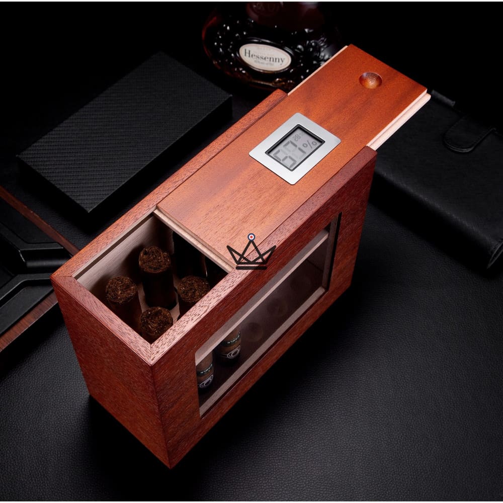 VERTIGO cigar humidor — Spanish cedar, digital hygrometer & magnetic system — view 2