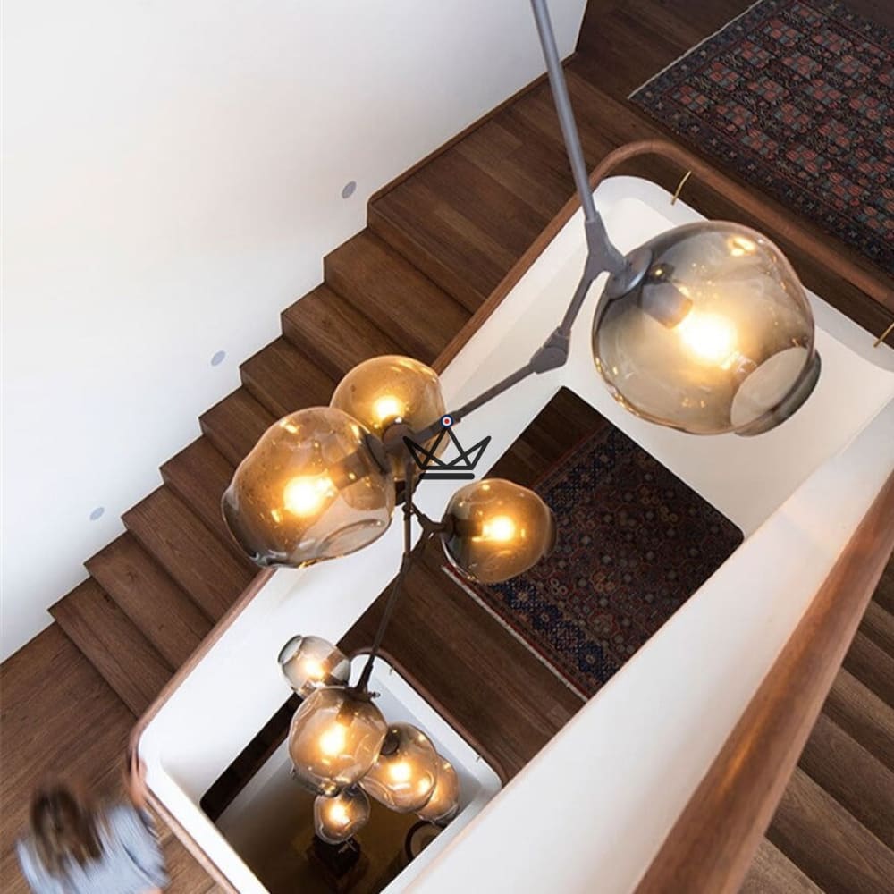 Articulated industrial vertical ceiling chandelier - Branching Bubble Vertigo — view 8