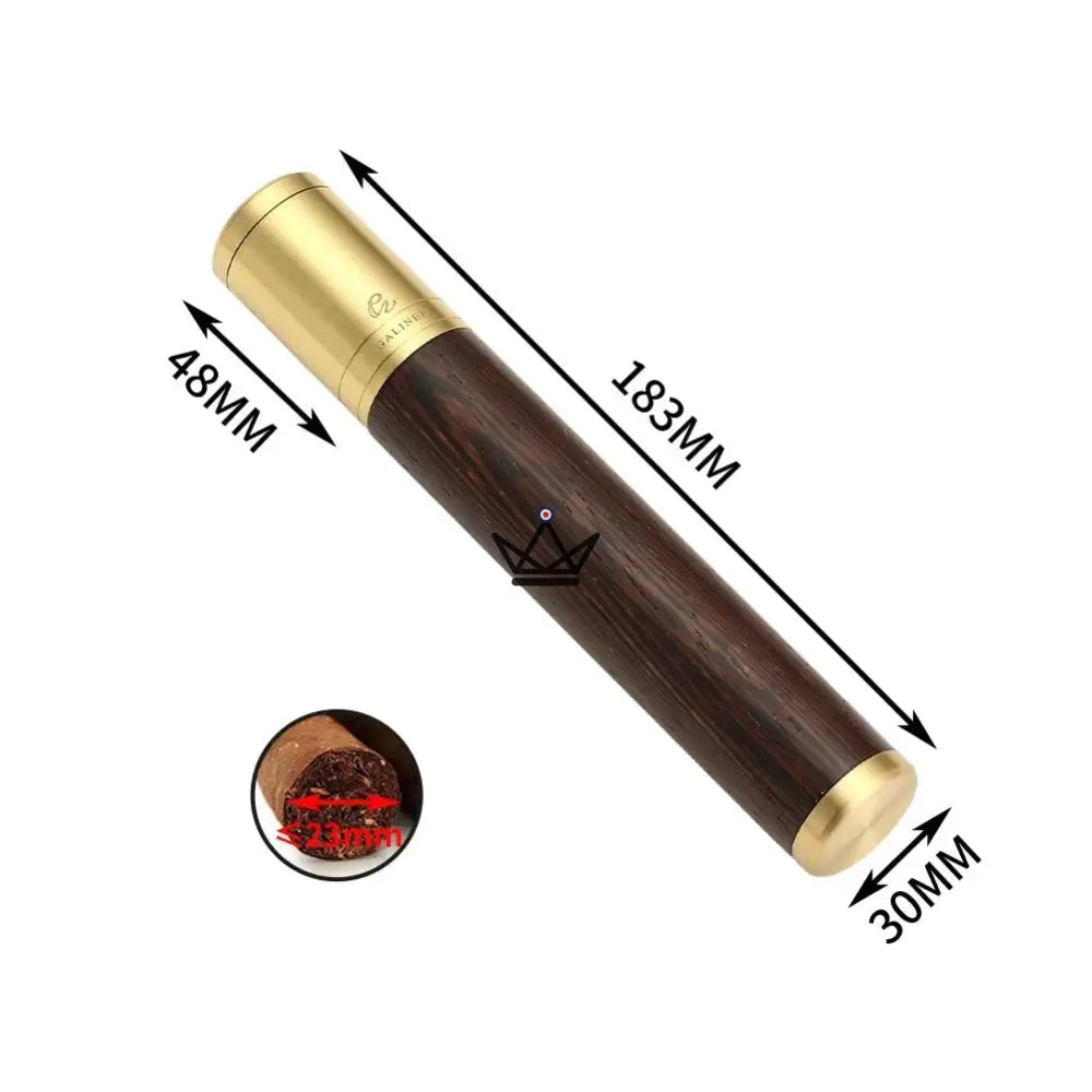 Zigarrenetui AURORA WOOD — Holz & Metall, Ø 23 mm Max, 18,3 × 3 cm | Gold oder Silber – Ansicht 5