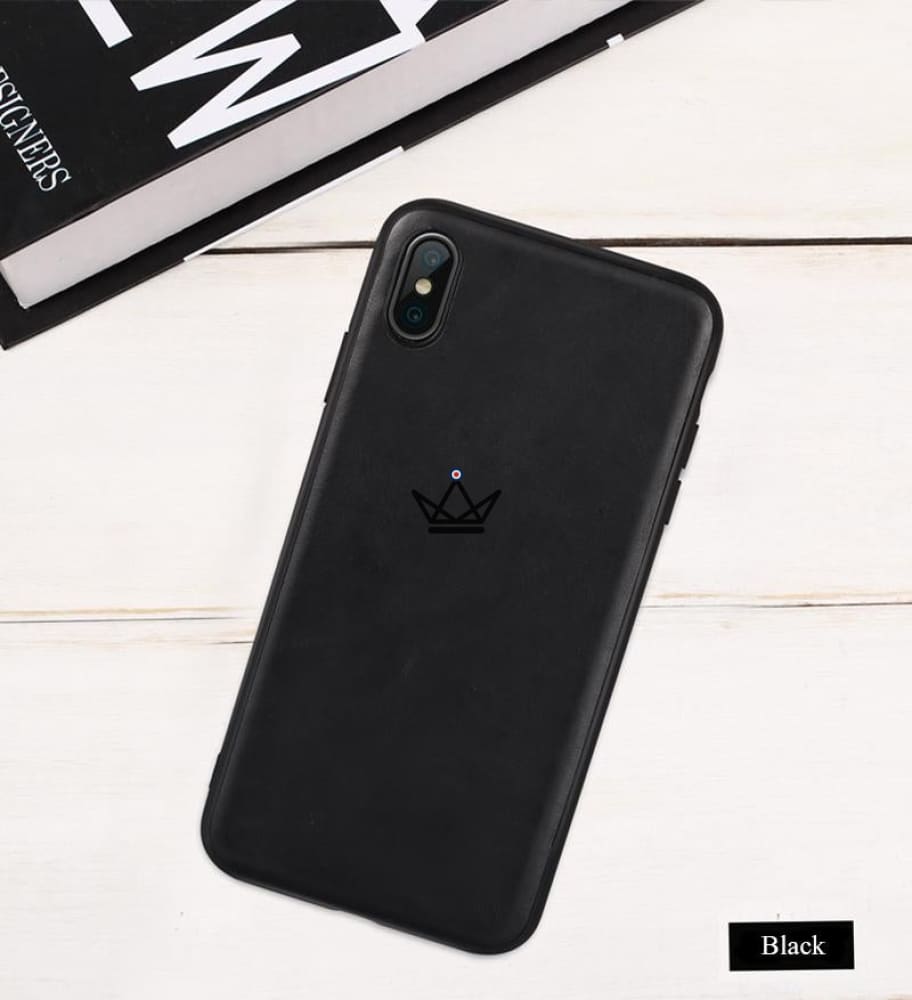 Funda de cuero para iPhone XS MAX — Negro