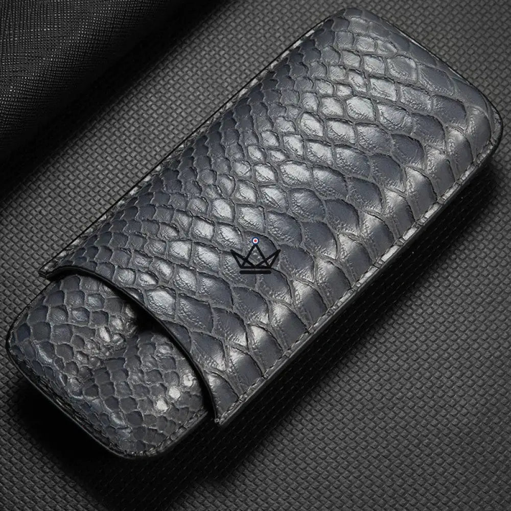 AURELIUS Edition Cigar Case — Cowhide Leather, 2 Cigars, Black · Slate · Cognac — view 5