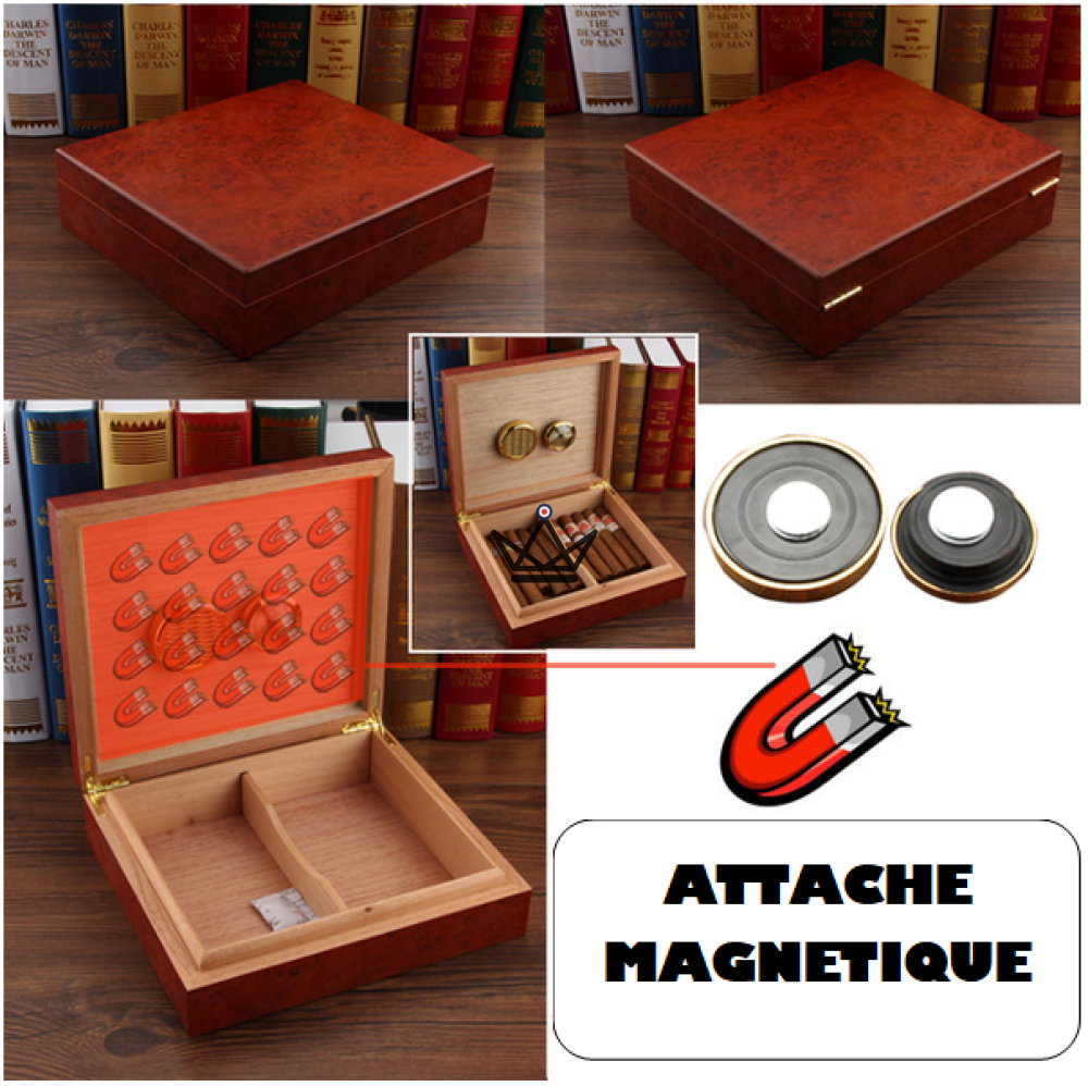 Wood Magnet Cigar Humidor — Spanish Cedar, Magnetic Hygrometer | 20 Cigars — view 4