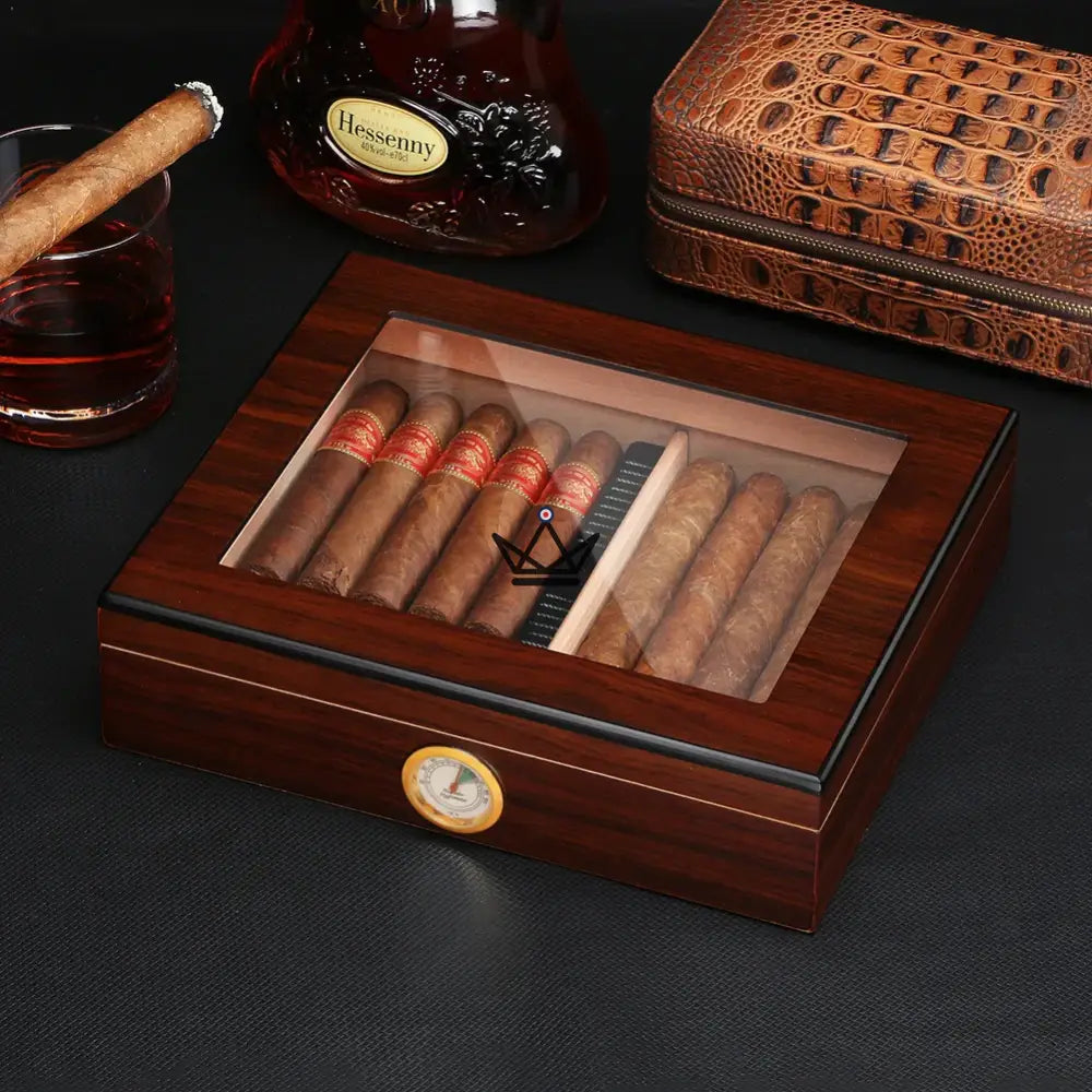 Humidor JANGO – verglast, 20 Zigarren, spanisches Zedernholz & Befeuchter – Ansicht 3