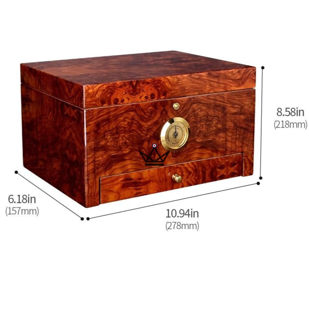 Zigarrenhumidor KING ARTHUR Deluxe – lackiert, spanische Zeder, Hygrometer & Schloss | Luxus – Ansicht 6