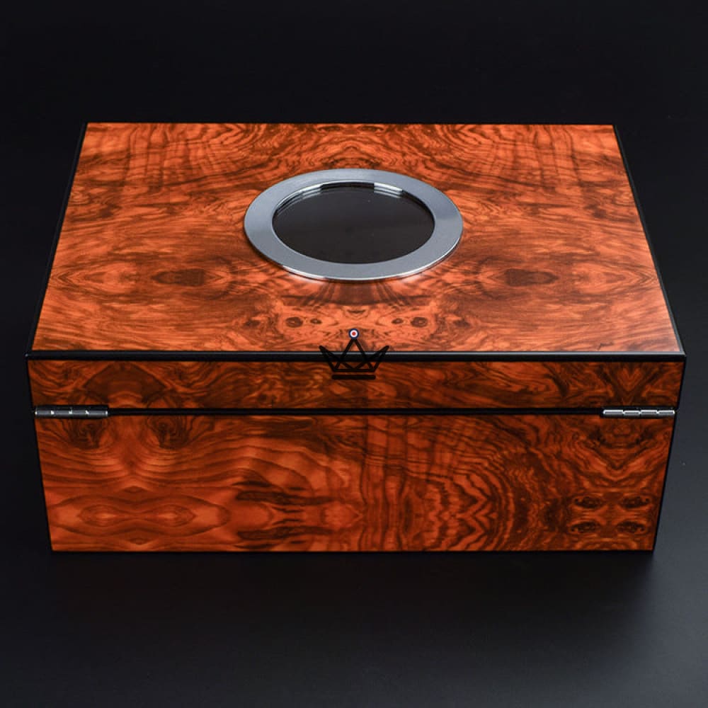 Hublot Prestige Amber Mahogany Cigar Humidor — Spanish cedar, tempered glass window, 50 cigars, digital hygrometer & magnetic humidifier — view 6