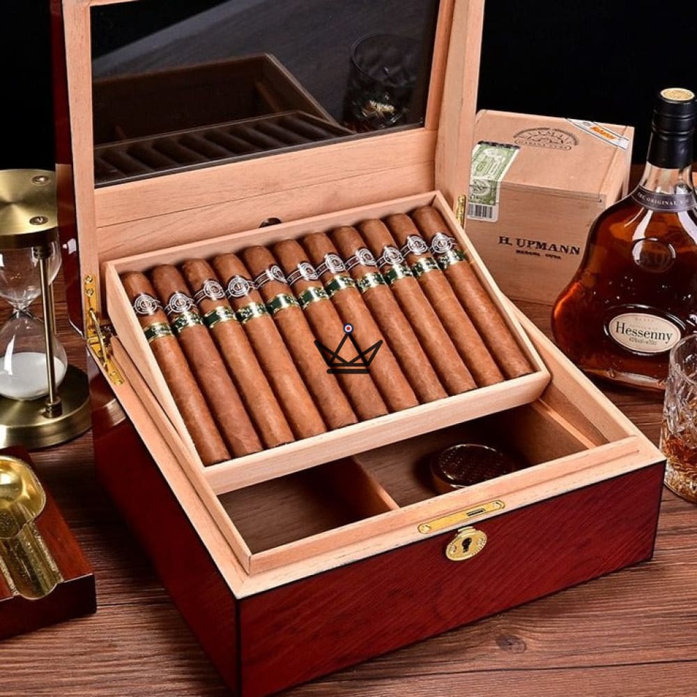 Zigarrenhumidor Edition FIFTY Version LUXE – spanische Zeder, Glasdeckel, Front-Hygrometer, 50 Zigarren – Ansicht 3