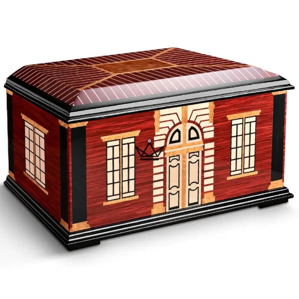 Domus Aurum Cigar Humidor — cedar, 150 cigars, mansion design, hygrometer, Classica (gilded wood) or Nox (deep red) — Nox