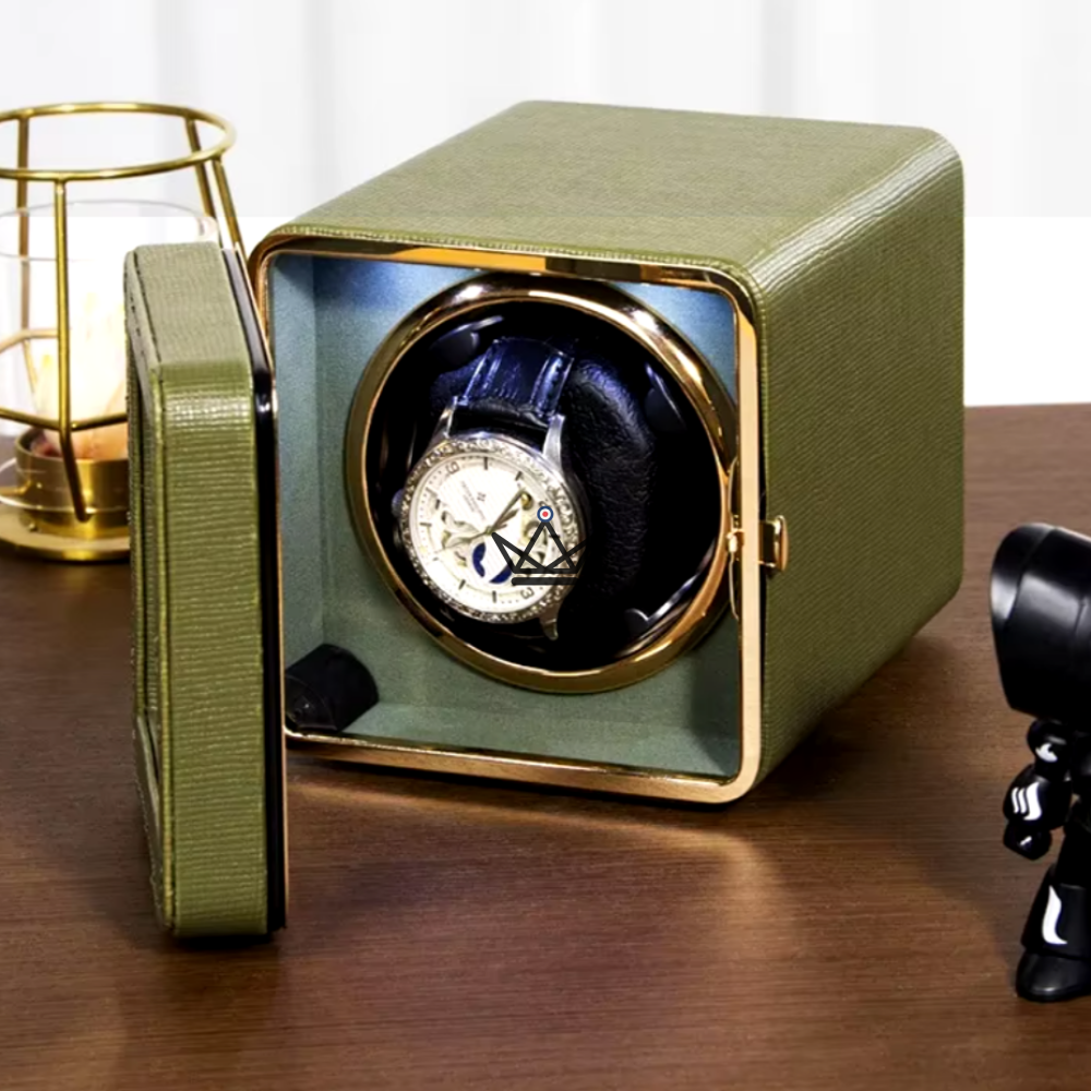 PRESTIGE EQUINOXE Automatic Watch Winder — PU Leather, Blue LED, 5 Modes, USB-C — view 9