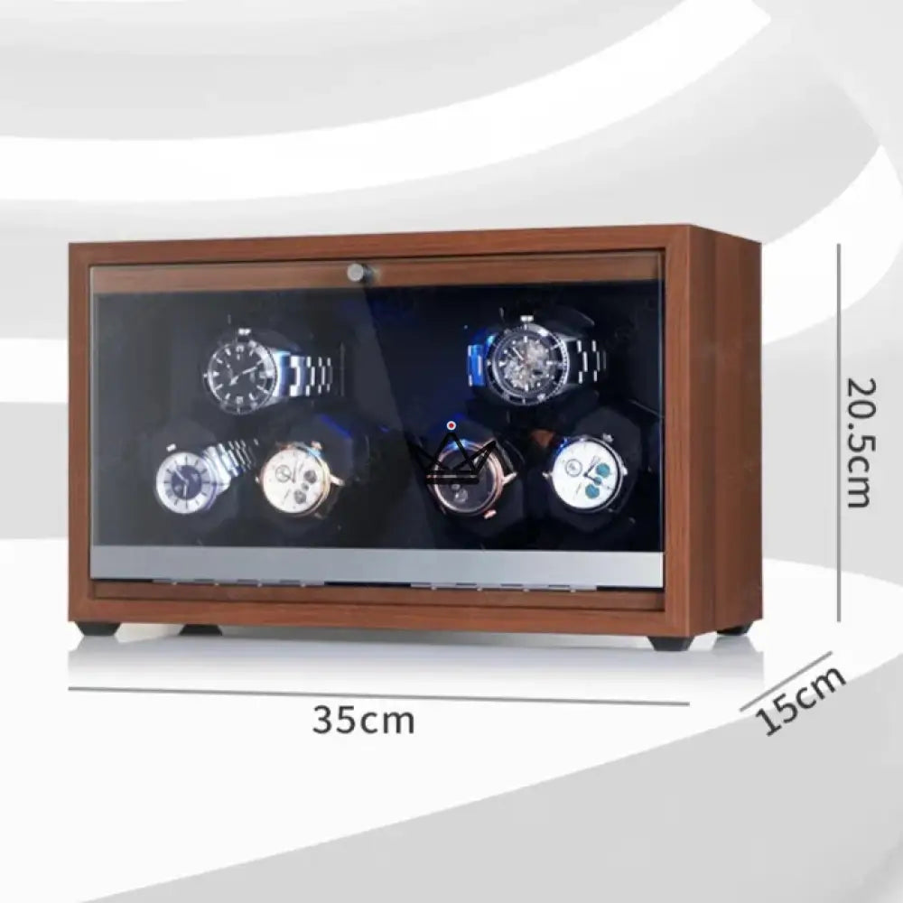 Uhrenbeweger Automatisch HEXAWIND — Walnussholz, 6 Uhren, LED, USB-C, 5 Modi – Ansicht 5