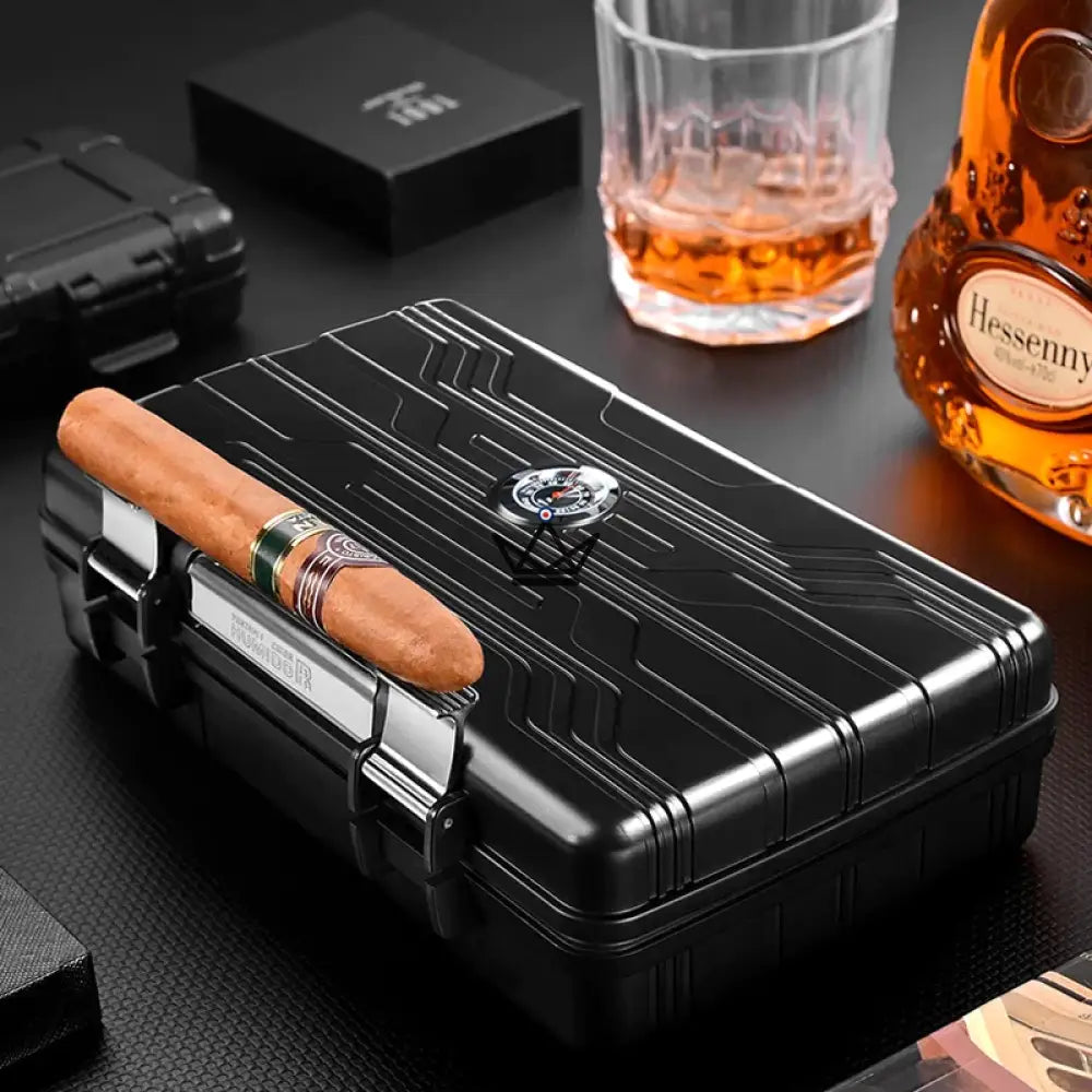 Reisehumidor RICK 21 — Stossfest, für 10 Zigarren, integrierter Hygrometer – Ansicht 3