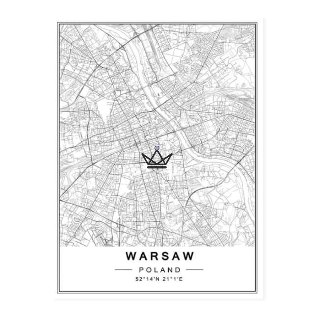 Afiches de mapa de la ciudad — Warszawa