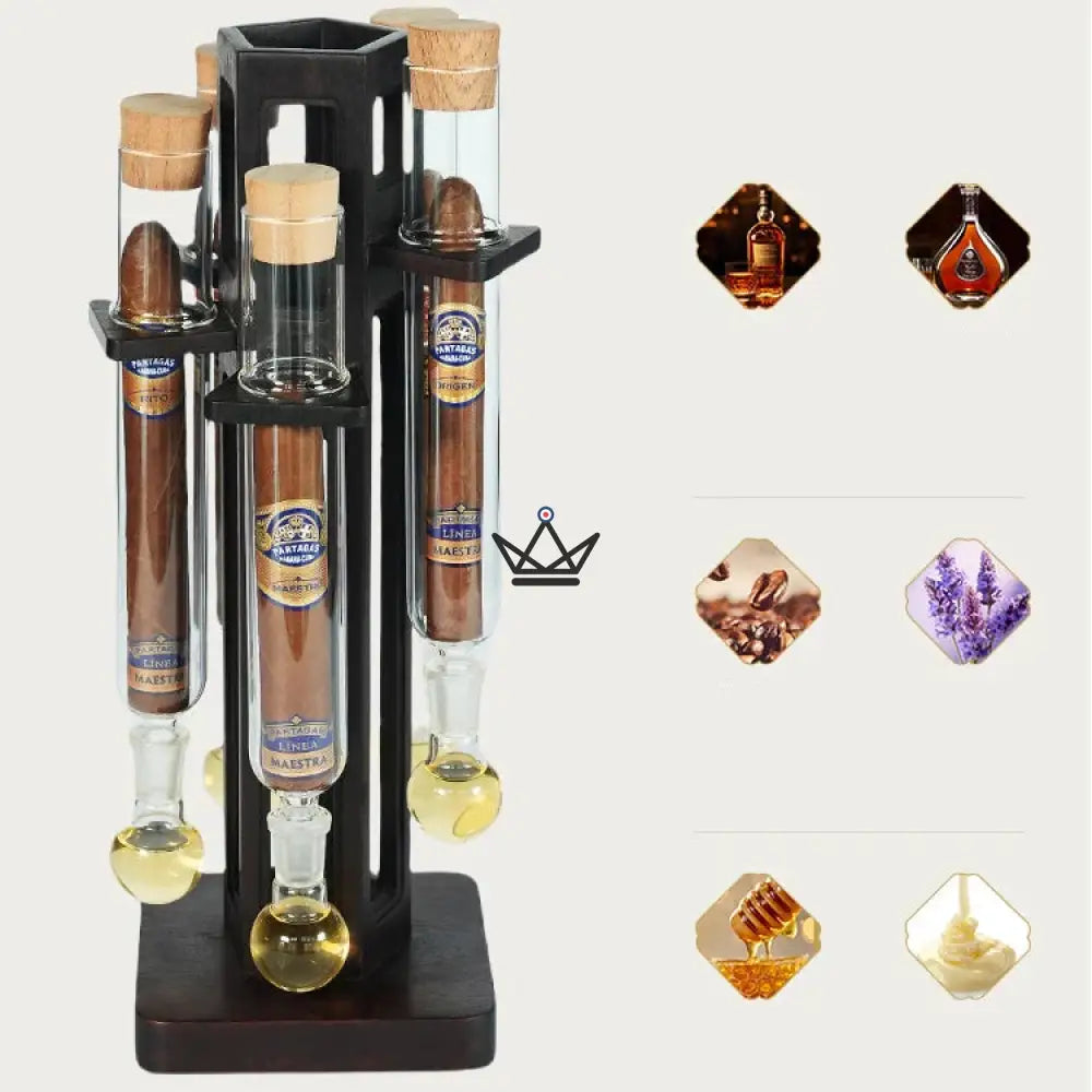 Zigarren-Infuser 5 Tuben INFUSIO ARCANUM — Edles Holz, Zeder, Hygrometer & Thermometer – Ansicht 4