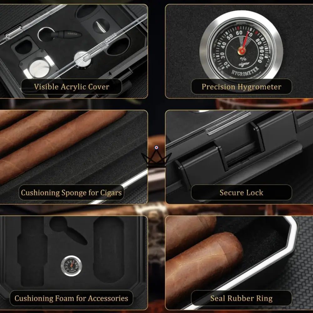 New Origin Zigarren-Reiseetui — Tragbarer Mini-Humidor, Hygrometer & 5 integrierte Accessoires – Ansicht 11