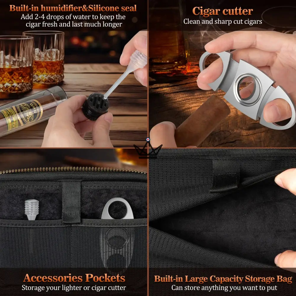 CALLISTO LUX Cigar Case with Accessories — Premium Leather, Soft Lining | 3 Cigars — view 4