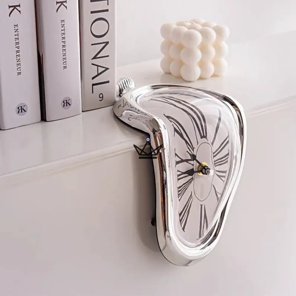 Soft Watch Design Clock – Salvador Dali Inspiration — Sparkling Silver
