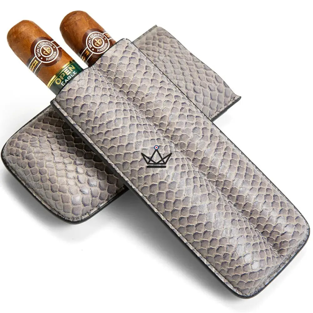 AURELIUS Edition Cigar Case — Cowhide Leather, 2 Cigars, Black · Slate · Cognac — view 11