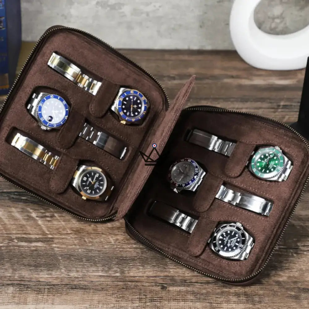 Customizable Travel Watch Case – Voyageur Keeper — Full Grain Leather, 4 Sizes: 2 to 8 Watches — view 5