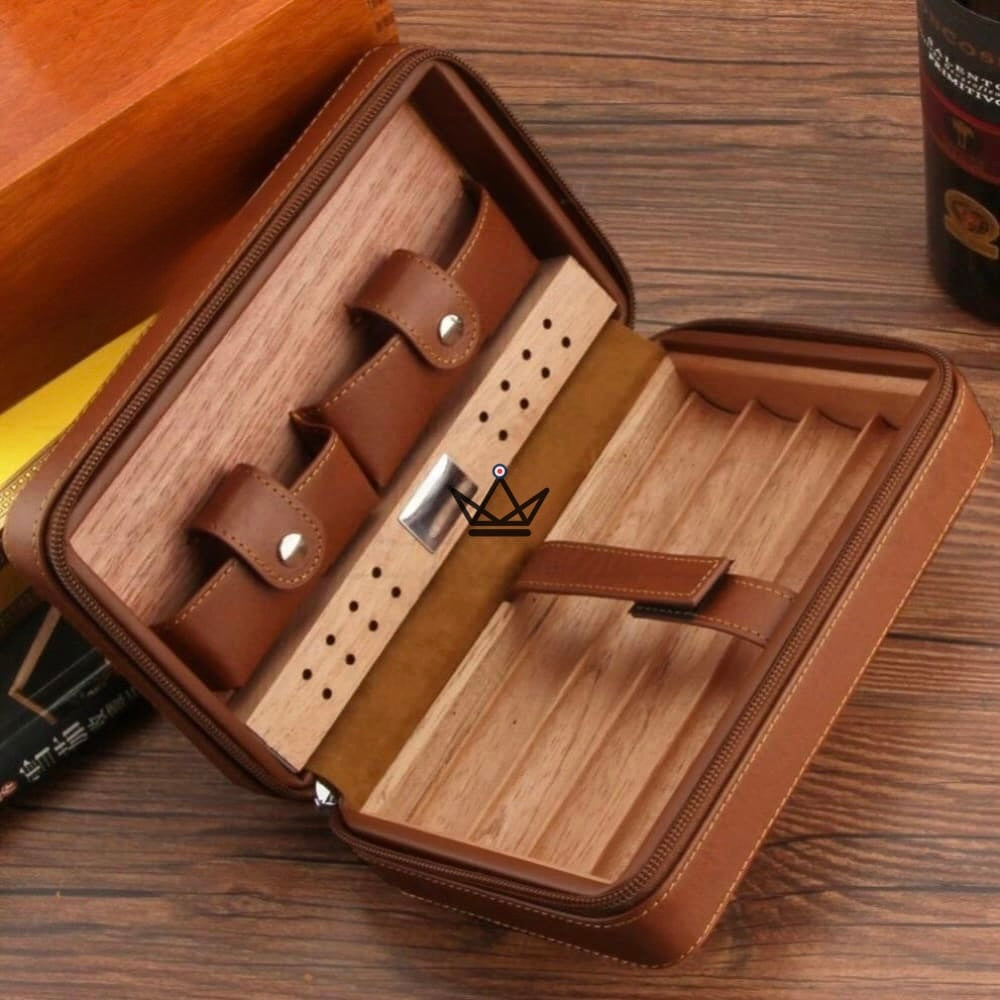 Humidor de viaje de cuero y cedro - 5 cigarros | Estilo principal Humidor de viaje de cuero y cedro - 5 cigarros | Estilo principal