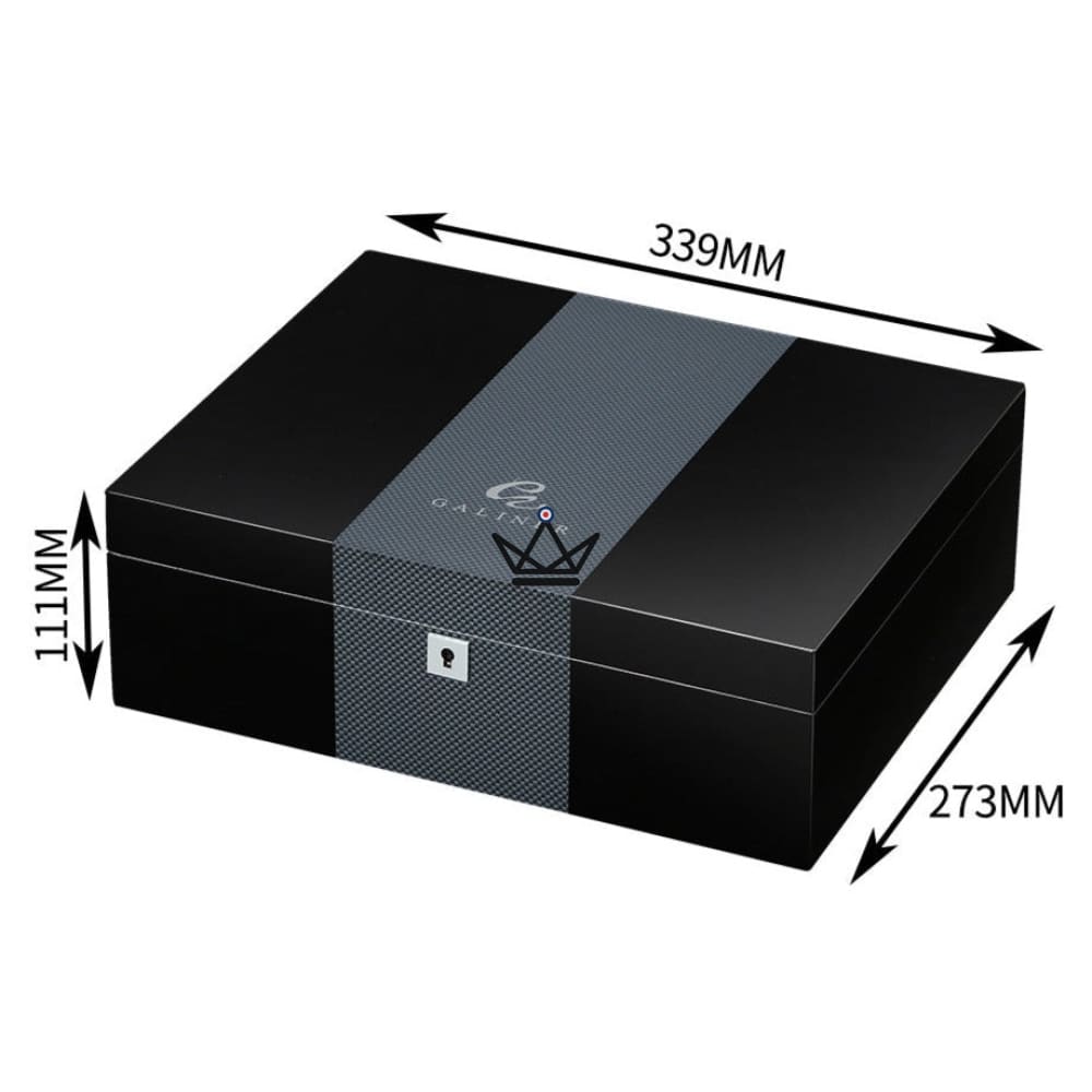 DUAL CARBON Cigar Humidor — carbon fiber & Spanish cedar, 70 cigars, lock, aerated tray & divider — view 9