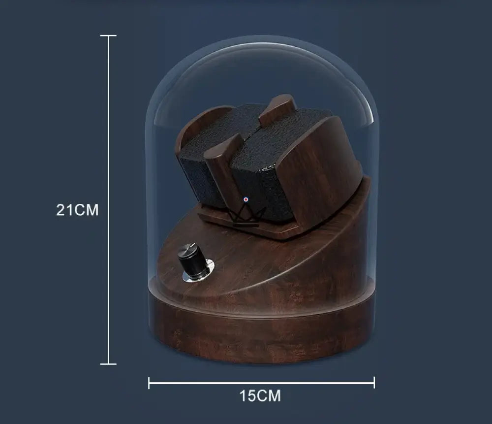 Automatic Watch Winder CHRONO DOME — Under Glass Dome, Solid Wood, 5 Mabuchi Modes — view 11