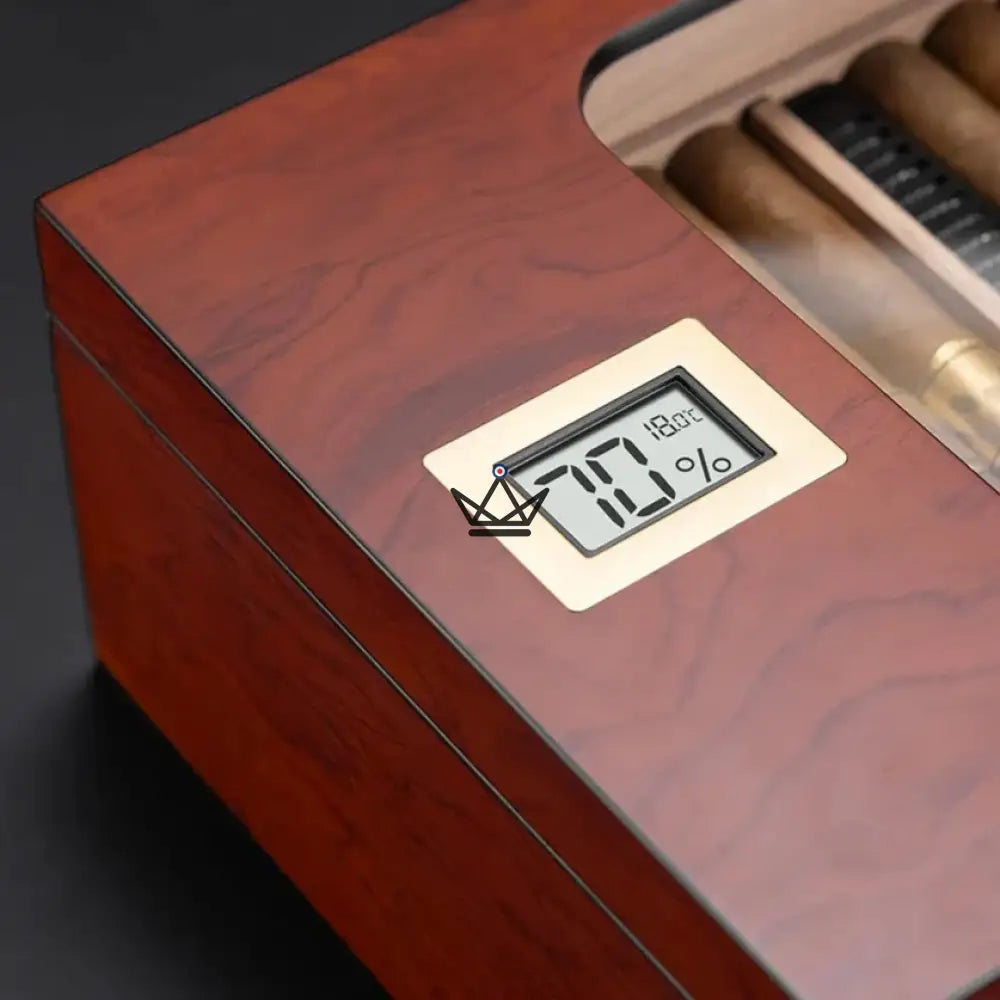 Elegancia Vision Humidor — Spanish Cedar, Glass Top, 55 Cigars, Digital Hygrometer, 4 Finishes — view 7