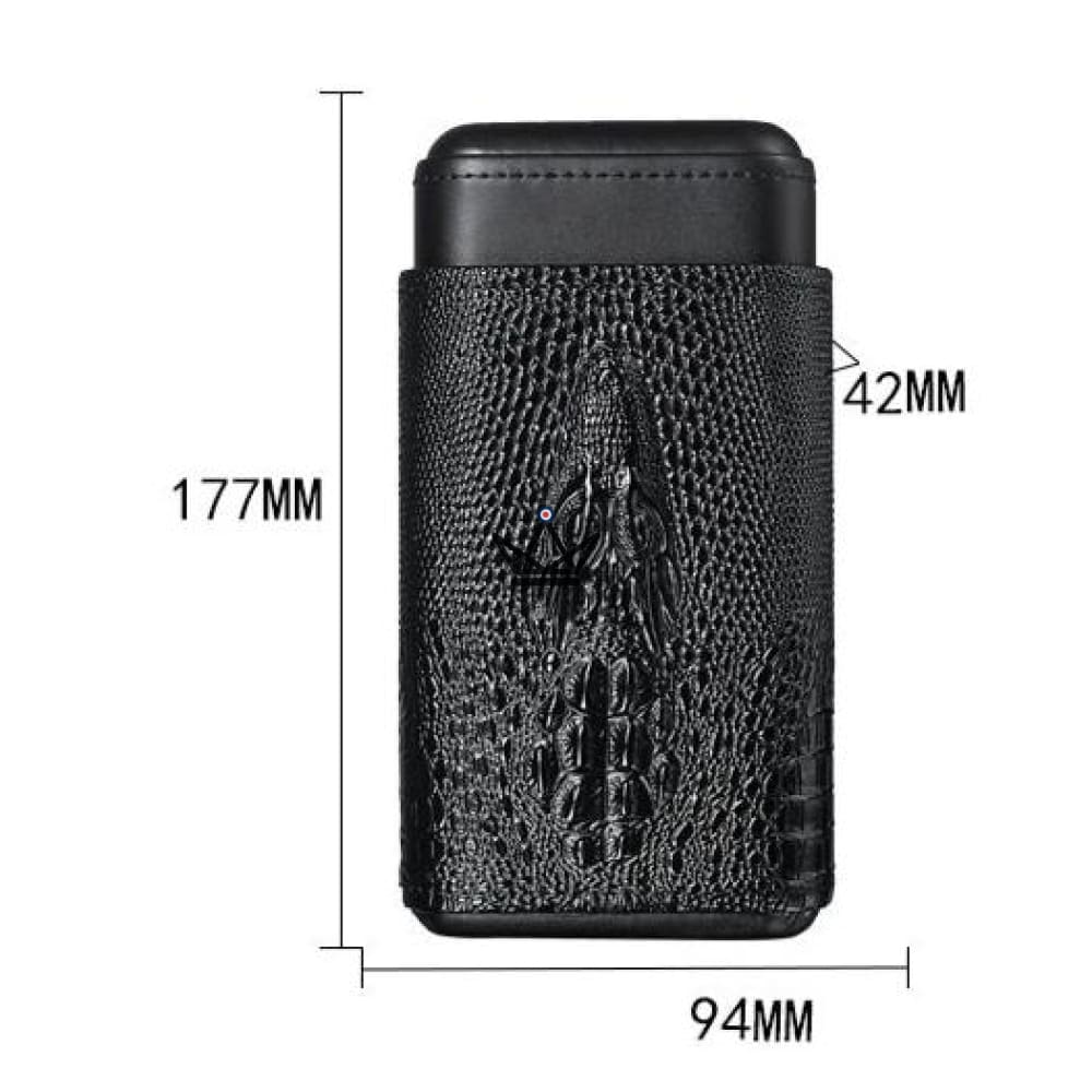 WILD CEDAR Cigar Case — Cowhide Leather & Cedar, Croc Pattern, 3 Cigars | Brown · Black — view 12