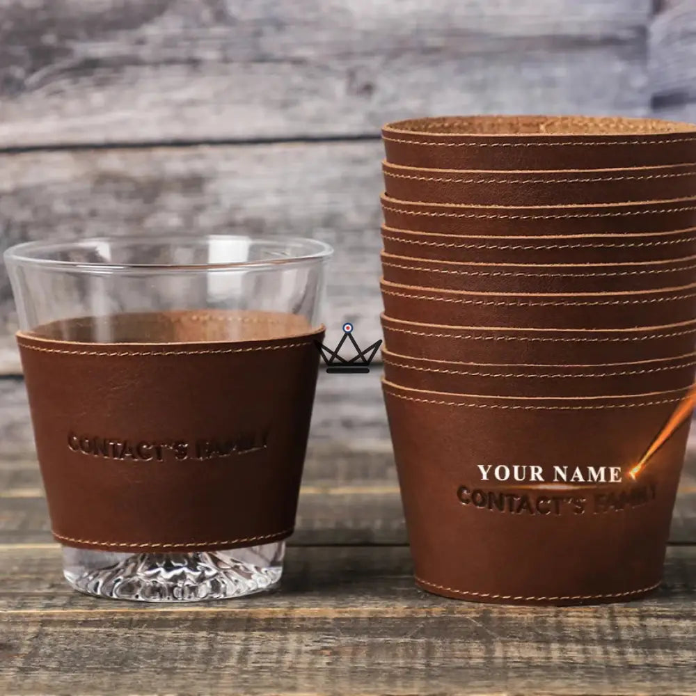 Customizable Leather Whiskey Glass Cuff - Voyageur Sleeve — 3 rooms