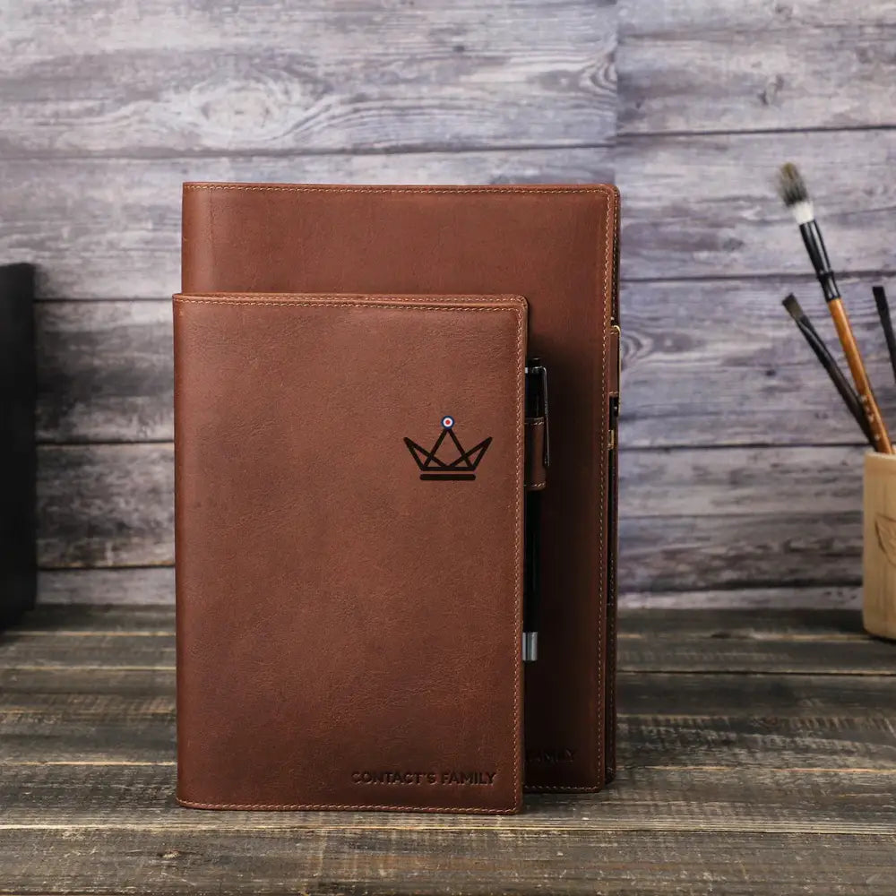 Customizable Leather Notebook Cover - Voyageur Intemporel — view 4