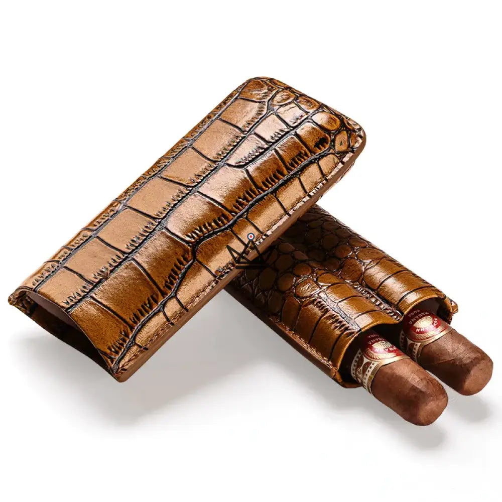 Cortez Dual Cigar Case — Genuine Leather, 2 Cigars, Black or Brown — view 1