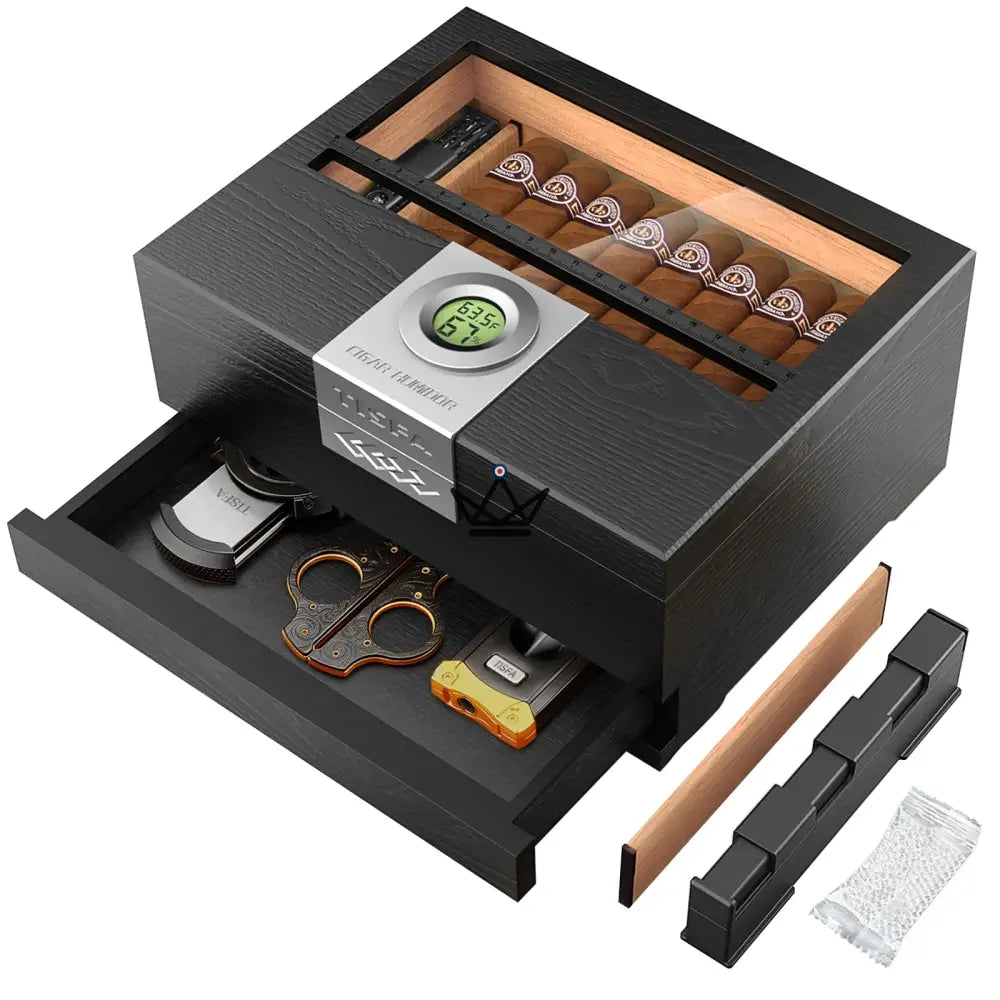 Zigarrenhumidor Horizon Edition — Zedernholz, Sichtfenster, Schublade, Onyx oder Natur – Ansicht 6