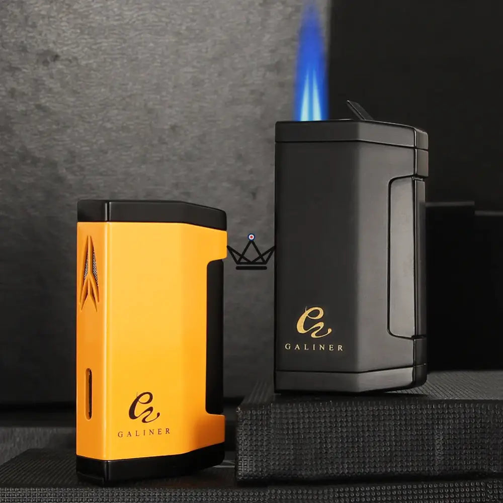 encendedor de llama jet GOLDYR: 2 llamas jet, punzón de 9 mm, acabado brillante | estuche de colección encendedor de llama jet GOLDYR: 2 llamas jet, punzón de 9 mm, acabado brillante | estuche de colección