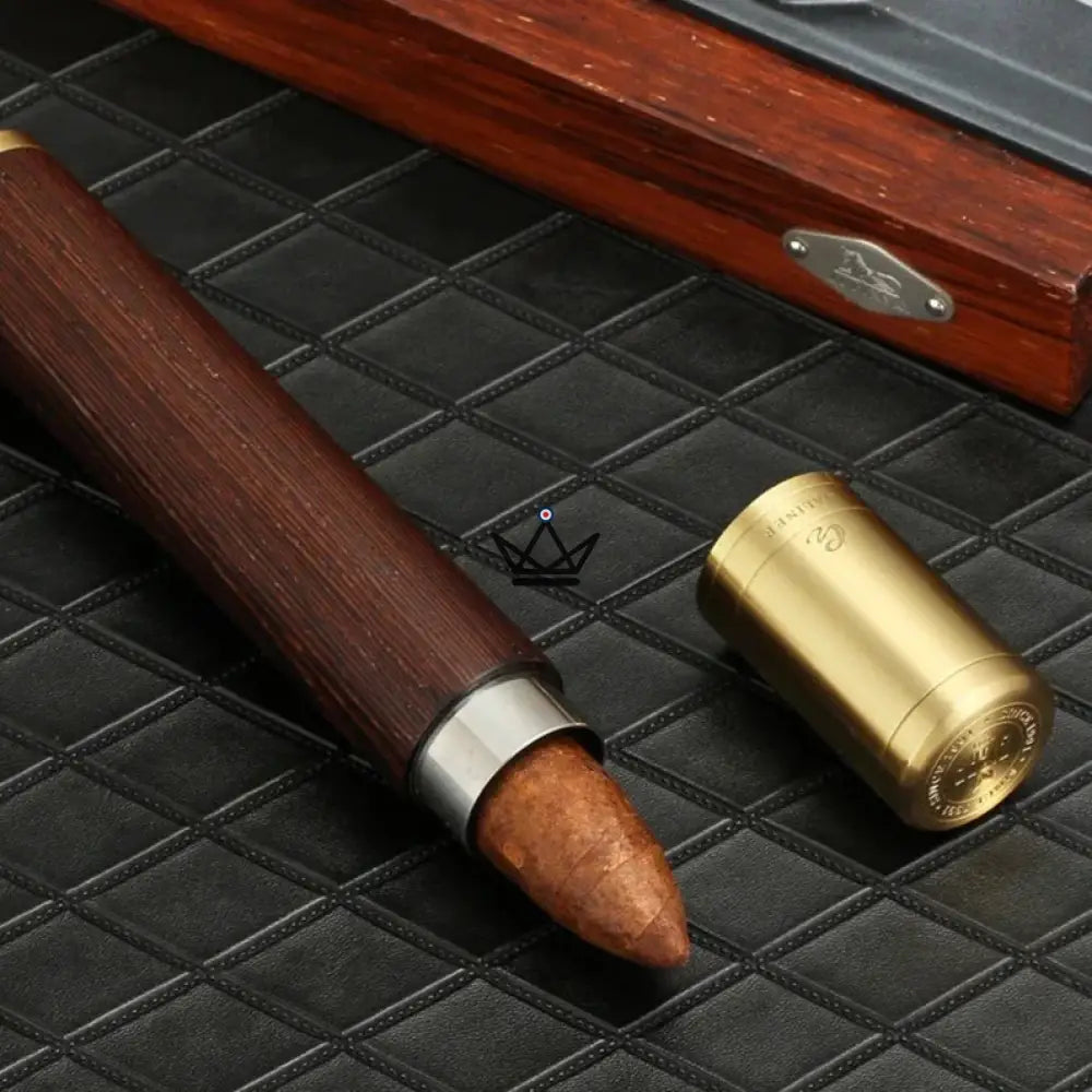 Tubo para cigarros AURORA WOOD — Madera y metal, Ø 23 mm máx., 18,3 × 3 cm | Oro o Plata Tubo para cigarros AURORA WOOD — Madera y metal, Ø 23 mm máx., 18,3 × 3 cm | Oro o Plata