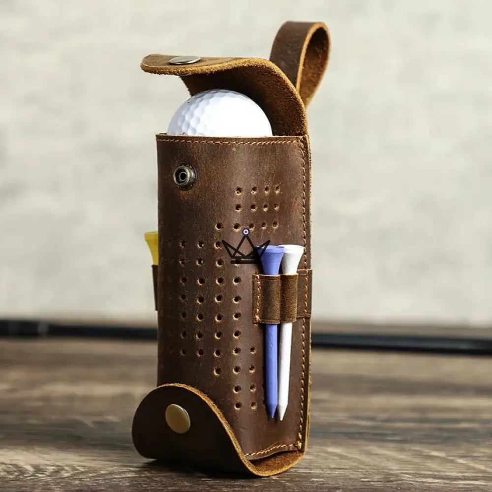 Customizable Leather Golf Ball Pouch –Voyageur Tee Golf | 3 Balls, 4 Tees — view 1