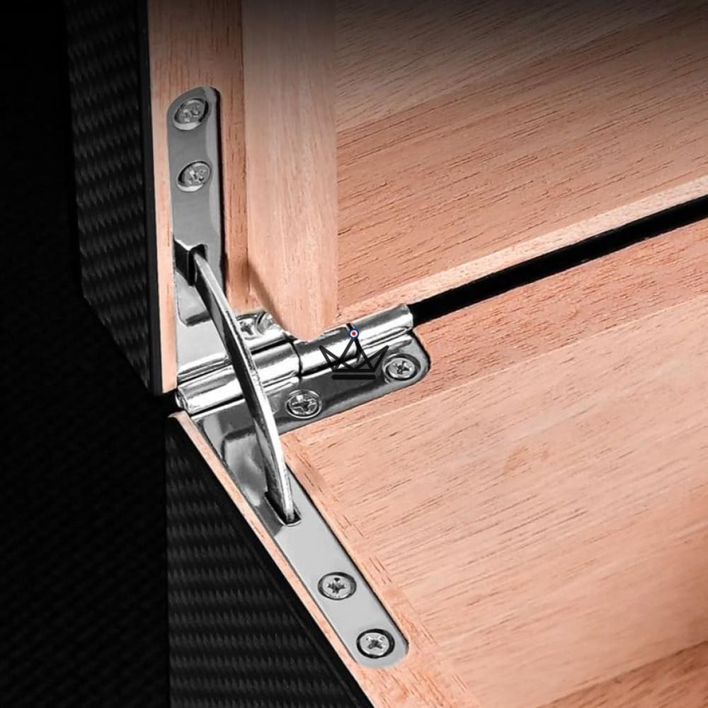 Humidor DUNE PRESTIGE — spanisches Zedernholz, Glasdeckel, 2 Schubladen, Digitalhygrometer, 60 Zigarren · Carbon oder Palisander – Ansicht 10