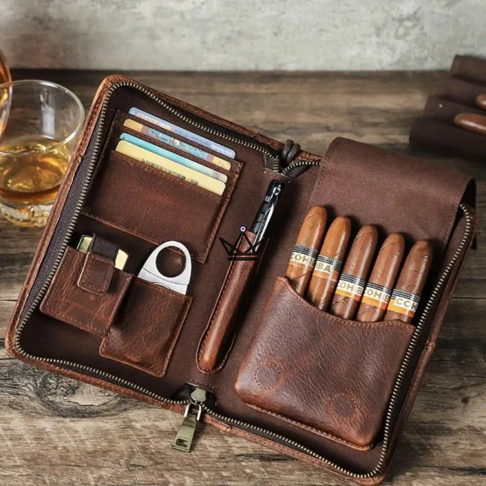 Personalisierbares Zigarrenetui aus Leder - Voyageur Tempo Personalisierbares Zigarrenetui aus Leder - Voyageur Tempo
