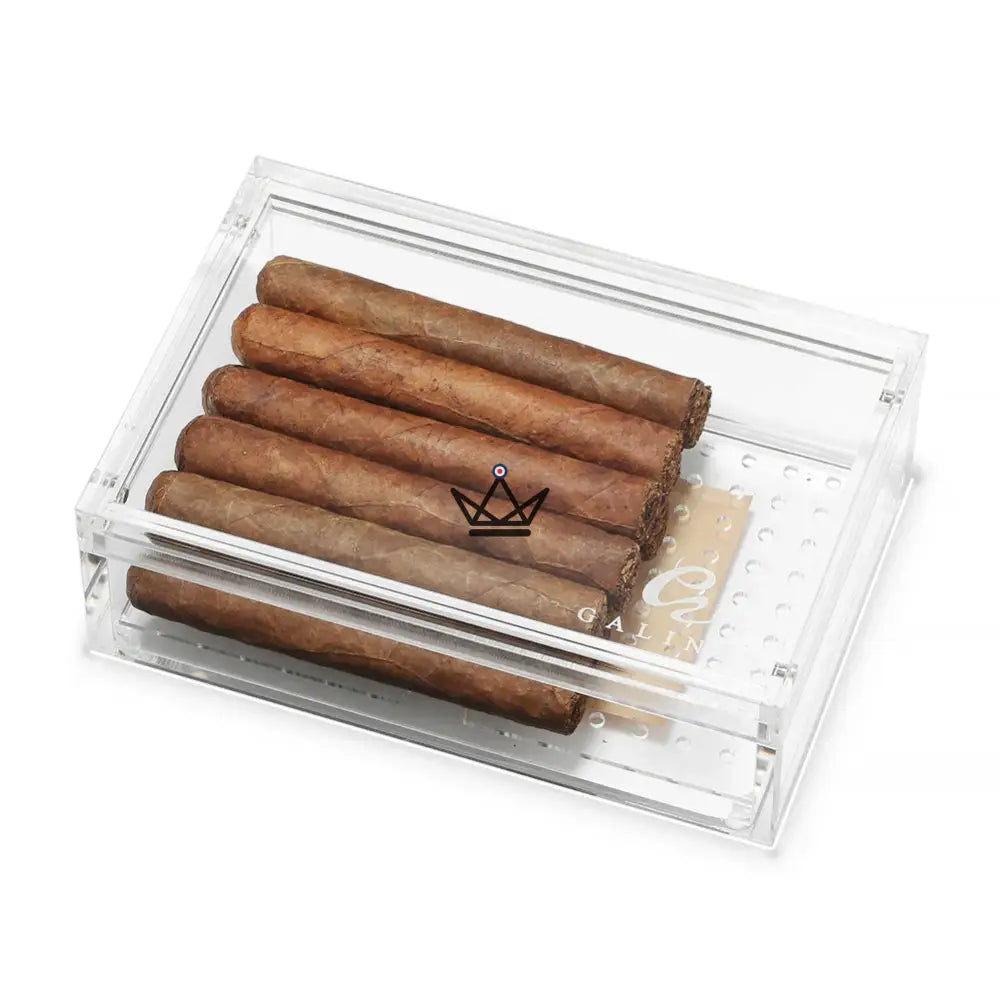 Crystal Clarity Cigar Humidor — clear acrylic, perforated tray, 20 cigars, humidification pack space — view 3