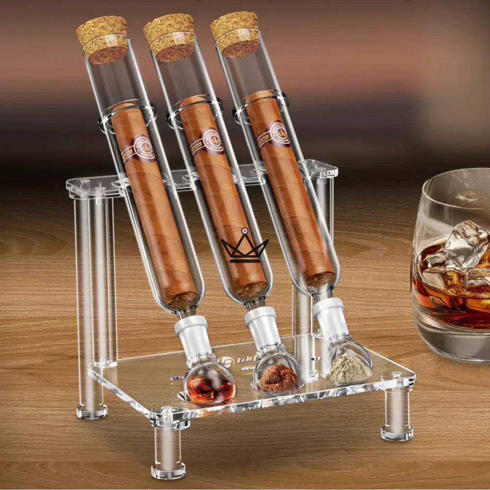 INFUSIO ALCHIMÍA Infusor de cigarros de 3 tubos — Vidrio de borosilicato, viales intercambiables