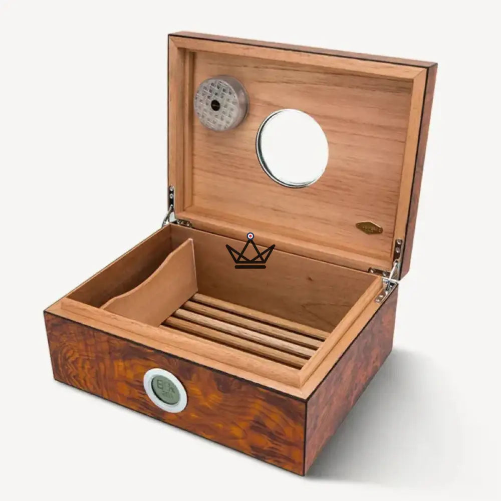 Hublot Prestige Amber Mahogany Cigar Humidor — Spanish cedar, tempered glass window, 50 cigars, digital hygrometer & magnetic humidifier — view 14