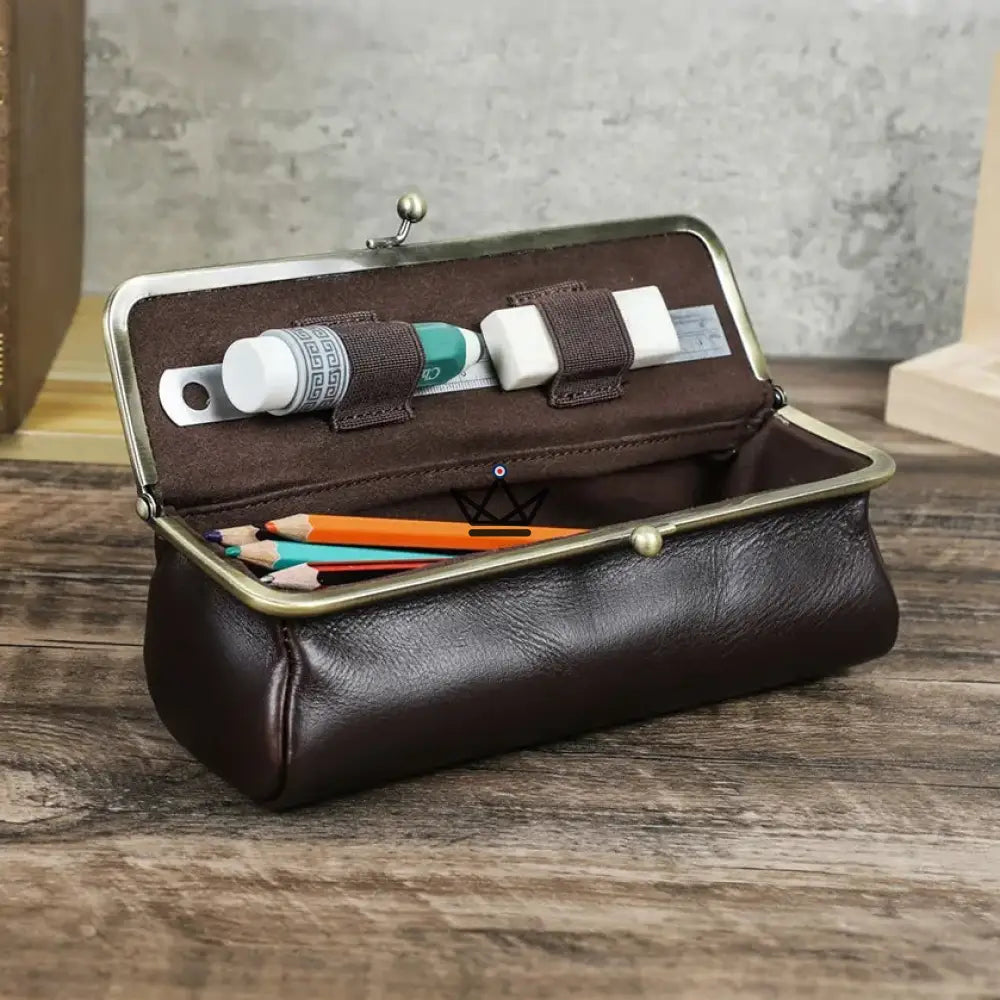 Bolso de piel personalizable con cierre vintage - Traveler SCRIPT