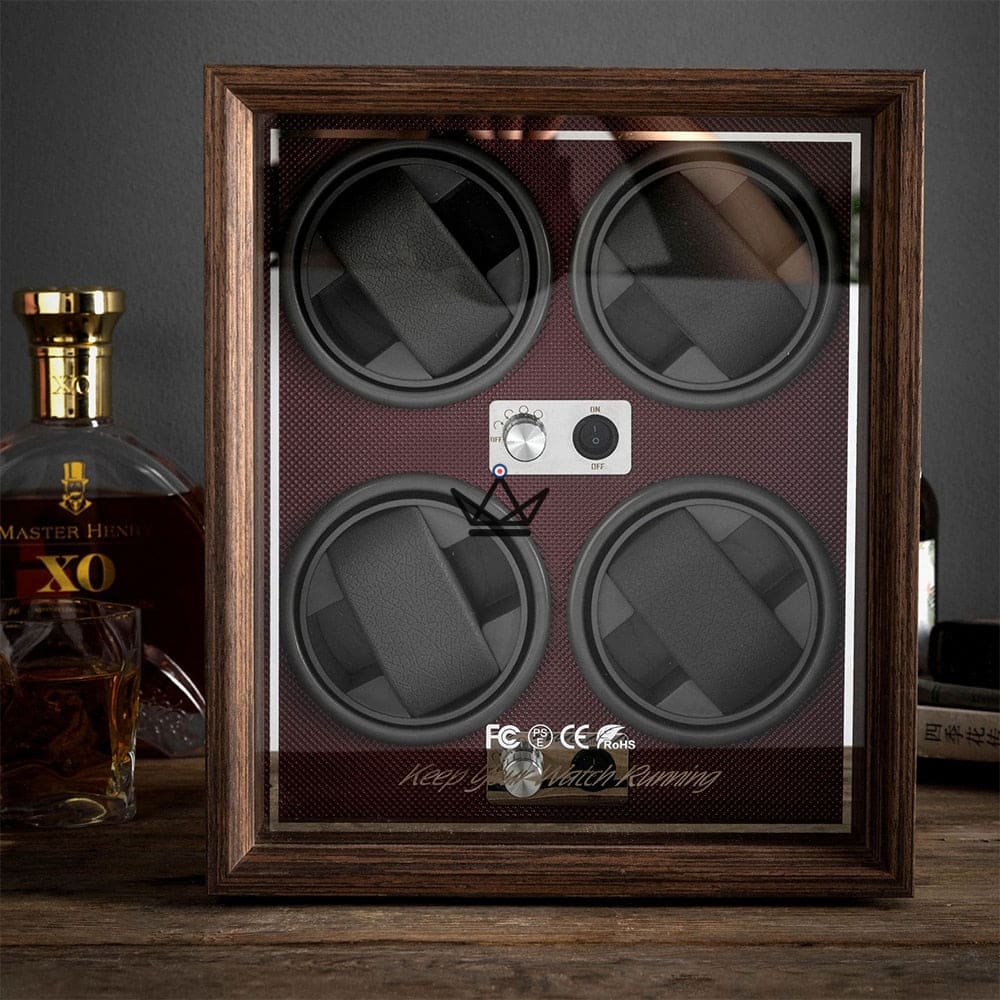 Big Woody's Automatic Watch Winder — 4 Watches, Wood, 5 Modes | Black & Red — view 3