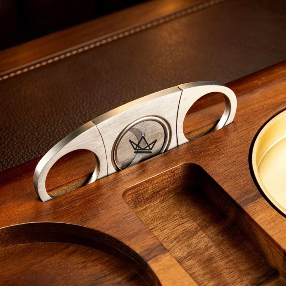 Whisky Butler — Solid Wood Cigar Ashtray, Glass Holder & Accessory Drawer — view 8