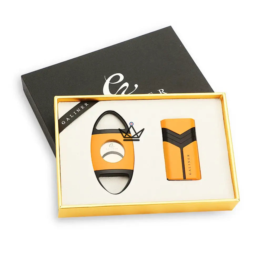 Feuerzeug & Zigarrenschneider Geschenkset INFERNO – Doppelflamme + Ausstecher + Zigarrenschneider | Gold oder Schwarz – Ansicht 14