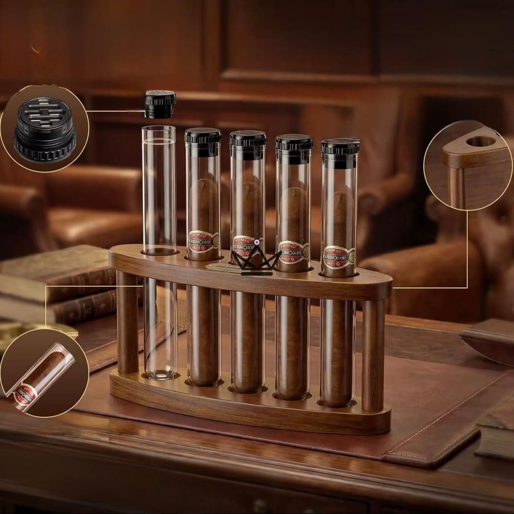 Humidor Quintett Akazienholz – 5 Tuben – Ansicht 3