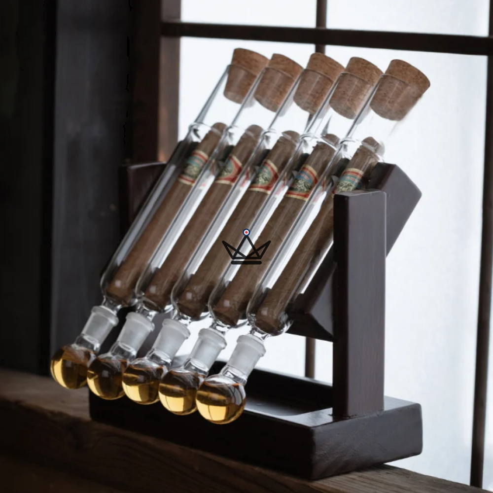 Infusor de cigarros INFUSIO SCALA de 5 tubos: vidrio de borosilicato, horizontal, 73 anillos