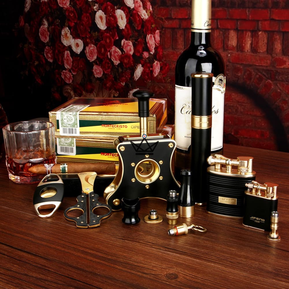 EZOV Luxury Cigar Set — 10 Pieces, Stainless Steel, Black · Blue · Red — view 2