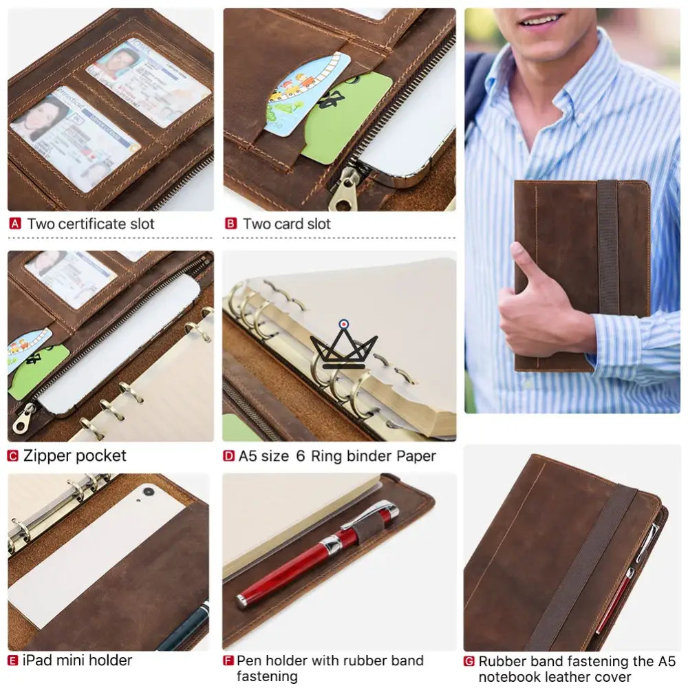 Personalisierbarer A5 Leder-Organizer — VOYAGEUR Galenda – Ansicht 4