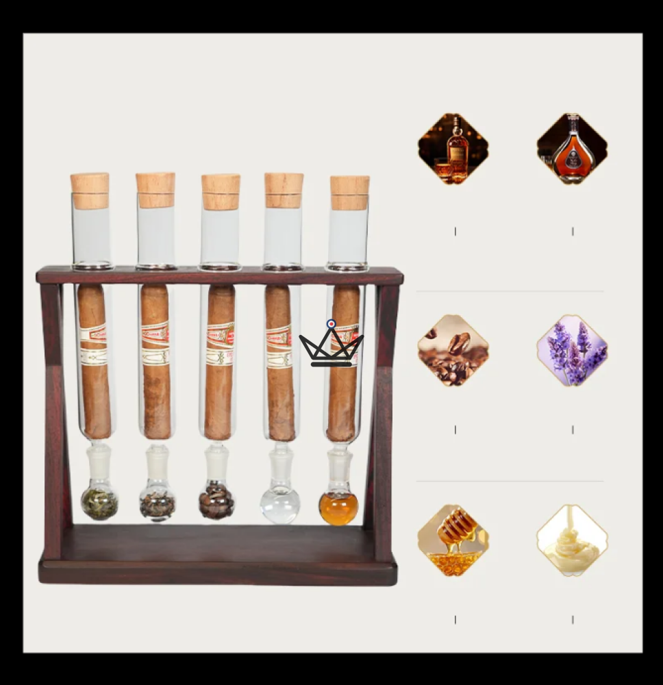 Zigarren-Infuser 5 Tuben INFUSIO VENTURO — Kreuzförmiges Holz, Zeder, Hygrometer & Thermo – Ansicht 5