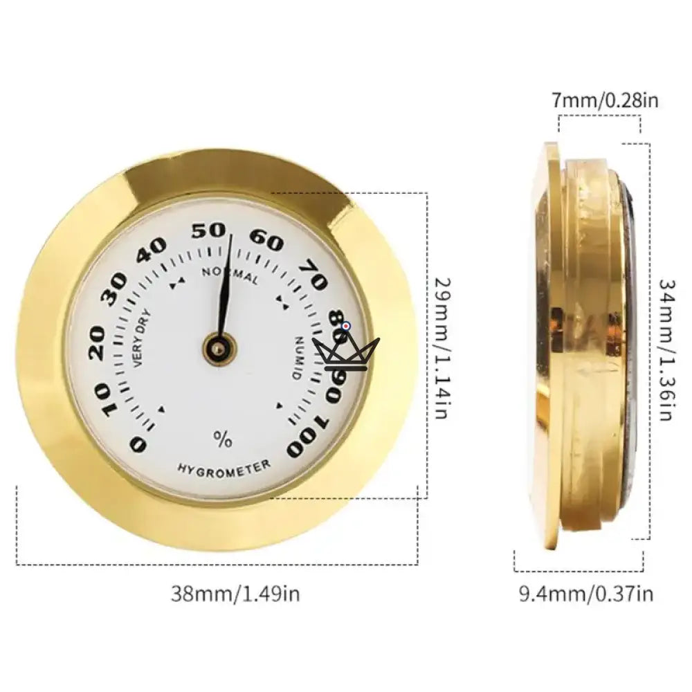 FAROX 34 Analog Hygrometer — Gold Finish, Compact Size | Cigar Humidor — view 3